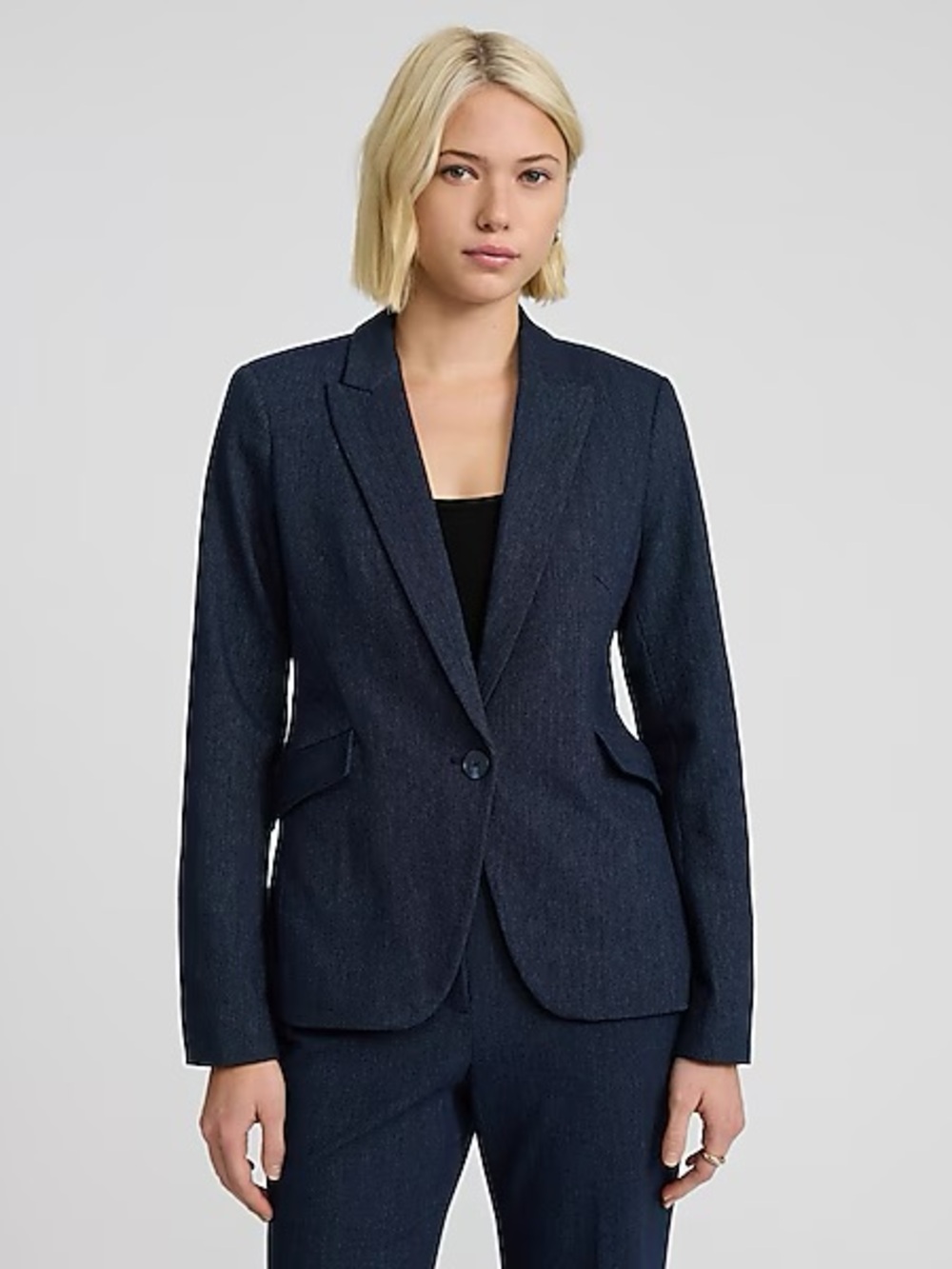 Express Editor One-Button Blazer (L) – Denim